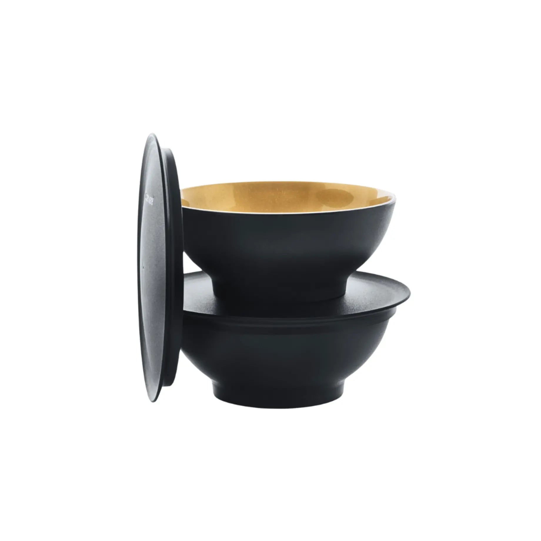 Allegra Dessertschalen 275ml (2) von der Marke Tupperware / in der Farbe Gold - Schwarz / Dessertschalen mit Praktischen Deckel / Hier direkt online kaufen 