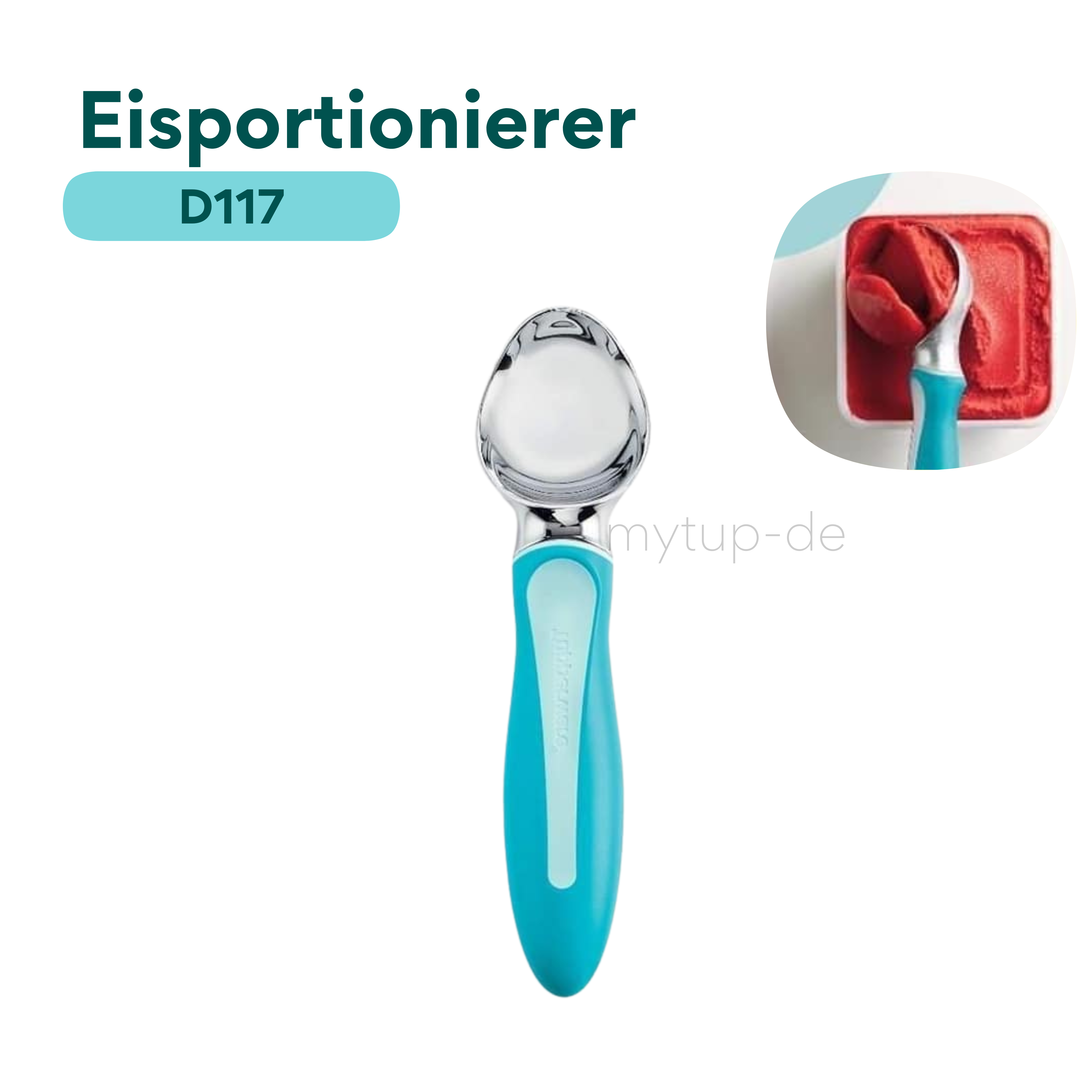 Eisportionierer Venezia Hellblau von der Marke Tupperware / Eisportionierer / Eislöffel / Eiscremeschaufel / Gourmetlöffel / Portionierer / Hier direkt online kaufen