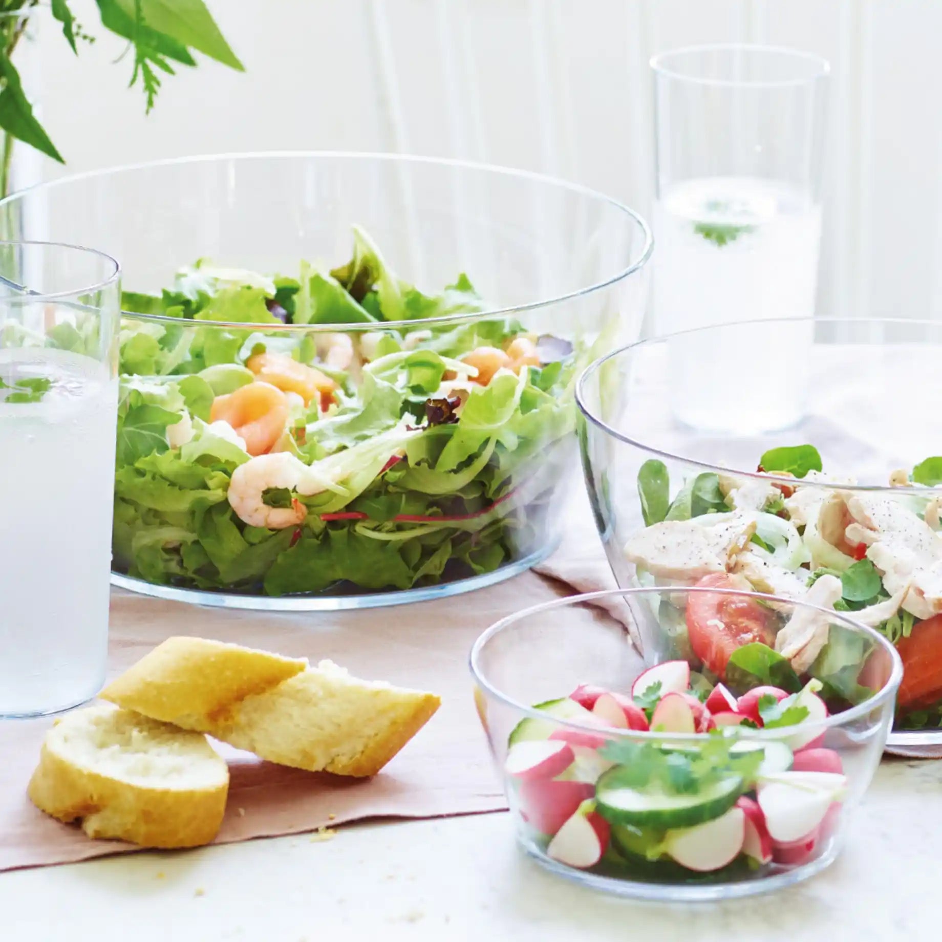 Clear Collection Line Schüssel 4,0L von der Marke Tupperware / Elegante Servierschüssel / Glas ähnliches Transparentes Material / mit Wasser- und Luftdichtem Deckel / ineinander und aufeinander stapelbar / Platzsparend / Nachhaltig aus Eco+ Material / zum Servieren / Hier direkt online kaufen