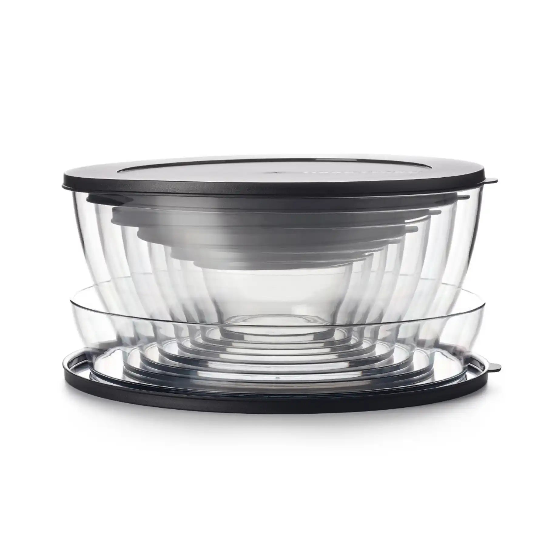 Clear Collection Line Schüssel 4,0L von der Marke Tupperware / Elegante Servierschüssel / Glas ähnliches Transparentes Material / mit Wasser- und Luftdichtem Deckel / ineinander und aufeinander stapelbar / Platzsparend / Nachhaltig aus Eco+ Material / zum Servieren / Hier direkt online kaufen