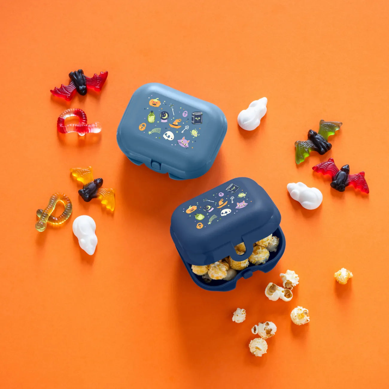 Oyster Mini Twin Set Halloween von der Marke Tupperware / 2 Brotboxen in Halloween Design / leicht zu öffnen und zu schließen / Ideal fürs Pausenbrot / Kinderfreundlich / Hier direkt online kaufen 