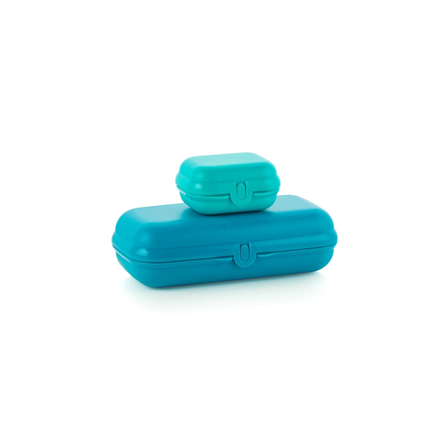 Oyster Mini Brotbox in der Farbe Türkis von der Marke Tupperware / Perfekt zum Aufbewahren von Kleinigkeiten / leicht zu Öffnen / handlich dank abgerundeter Form / Auslaufsicher / Hier direkt online kaufen  
