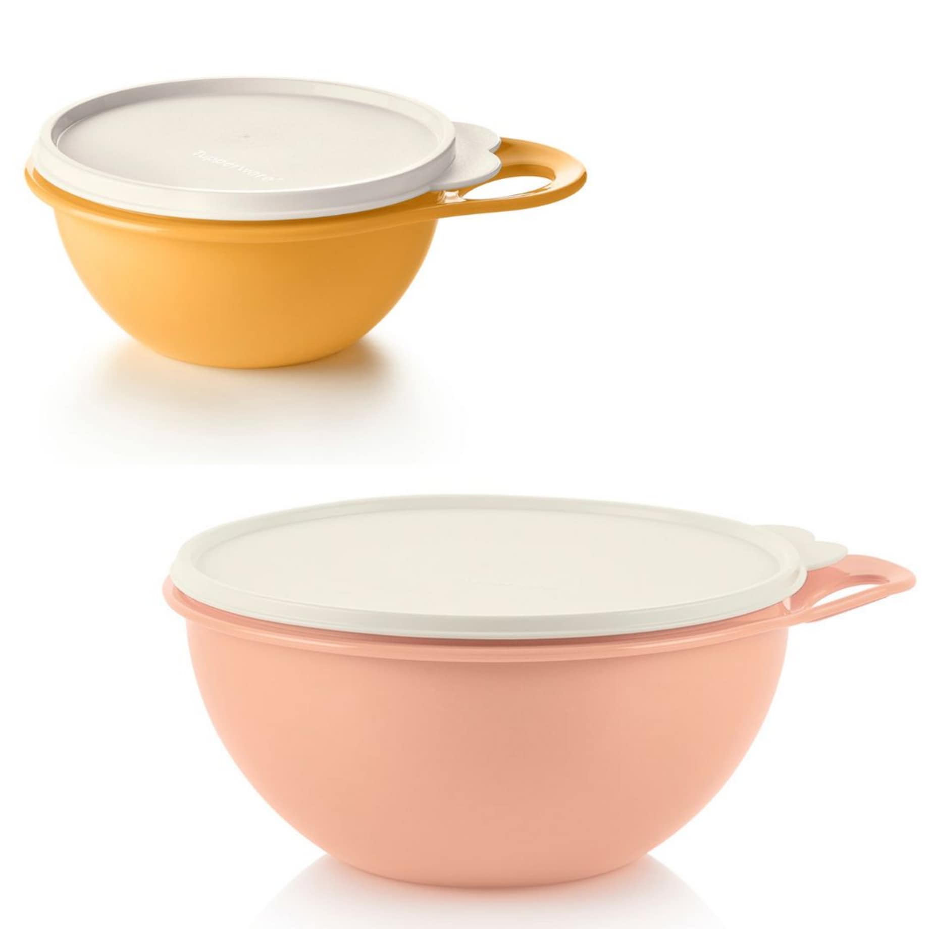 Maximilian 4,5l Rührschüssel von der Marke Tupperware / in der Farbe Peach / mit Luft & Wasserdichtem Deckel / auch Aufbewahrungs- und Servierschüssel / mit Praktischem Griff / Deckel in der Farbe Weiß / Hier direkt online kaufen