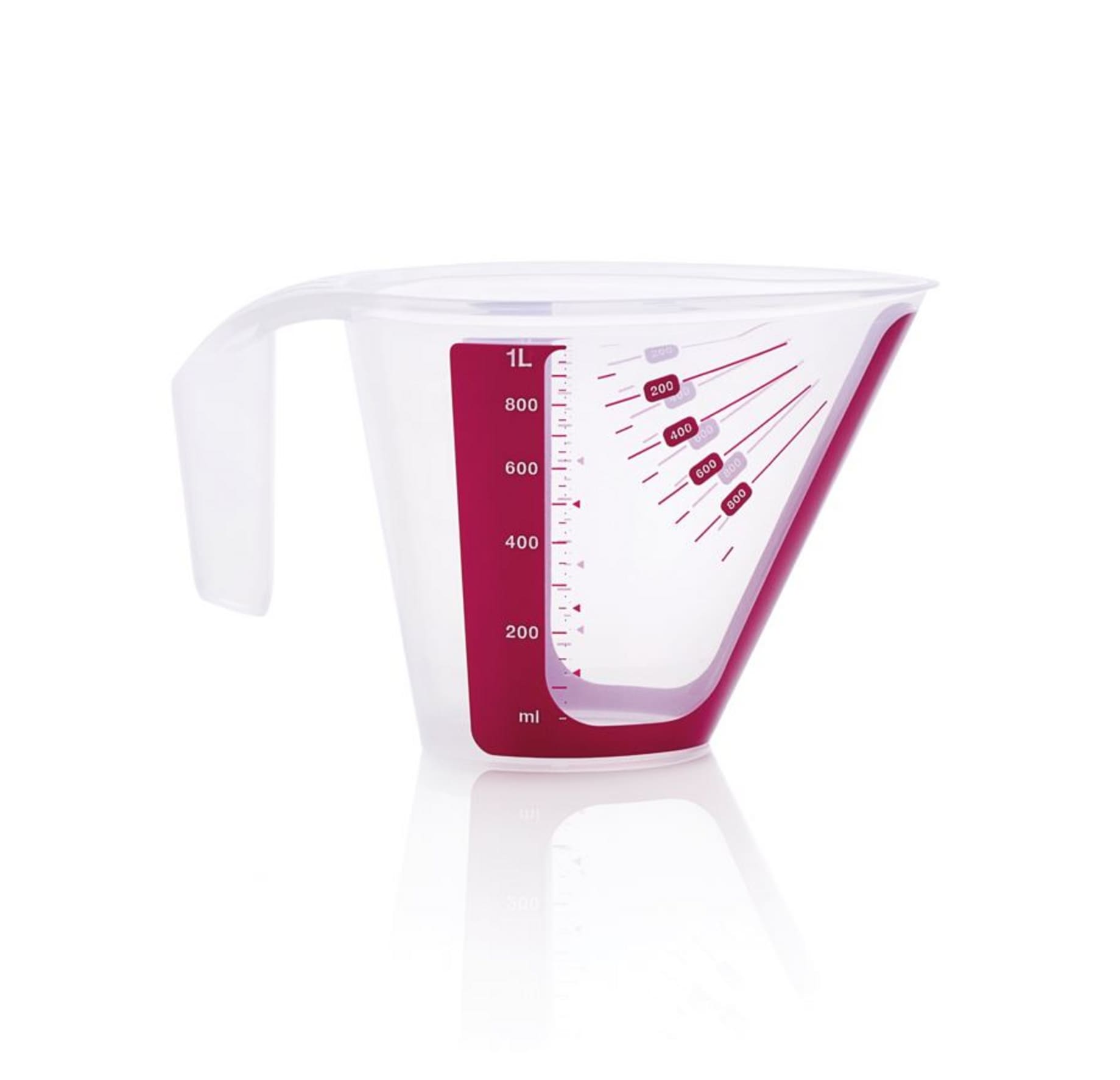 Messgenau 1L von der Marke Tupperware / in der Farbe Beere-Transparent / mit Doppelter Messskala / Spülmaschinengeeignet / Hier direkt online kaufen