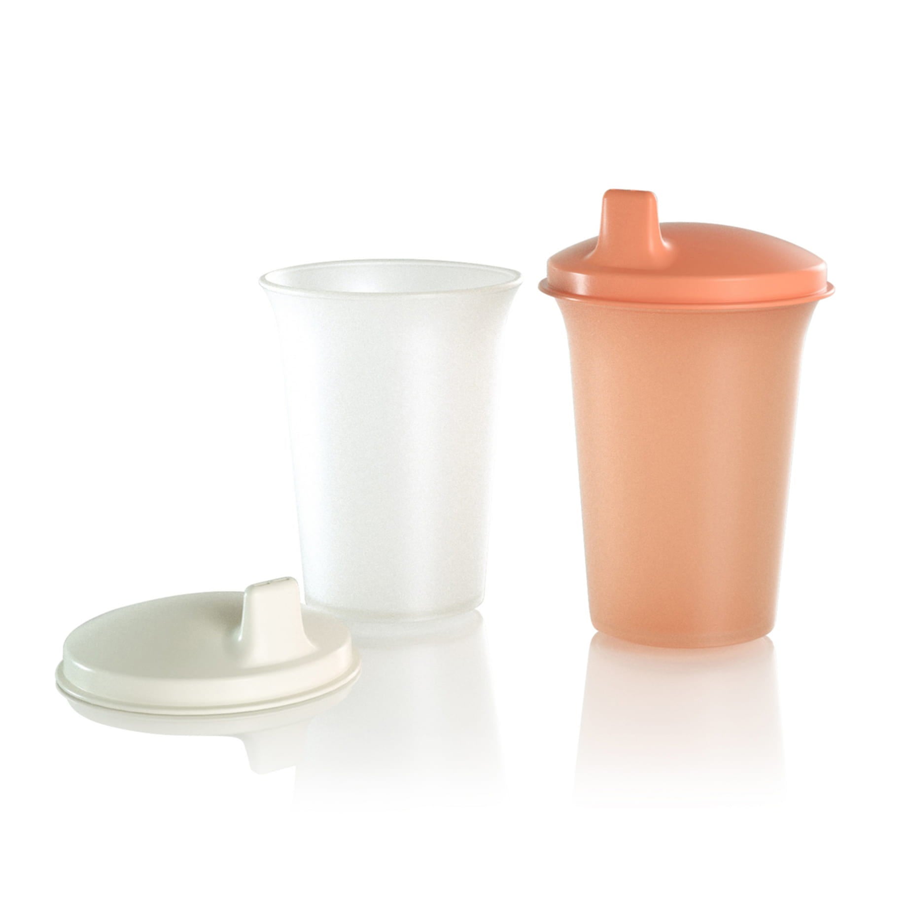 TupperCare Trinkbecher Set von der Marke Tupperware / 2 Stück / Granulierte Oberfläche sorgt für einen guten Griff / einfaches Trinken durch Trinköffnung / Für kalte und stille Getränke / Speziell für Kleinkinder / Hier direkt online kaufen
