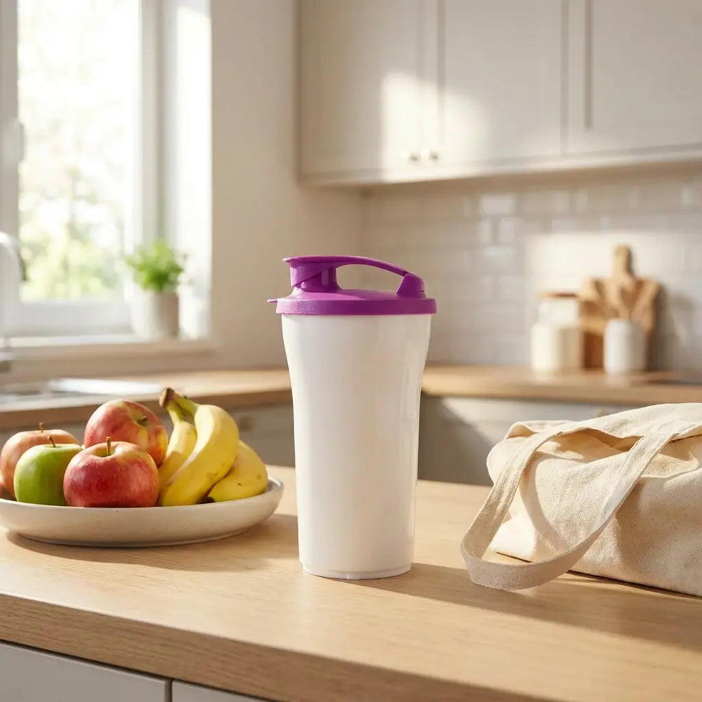 Ilumina Trinkbecher 800ml Shaker von der Marke Tupperware / in der Farbe Weiß-Lila / Shake Becher / Trinkbecher / Tropicana Serie  / hier direkt online kaufen 