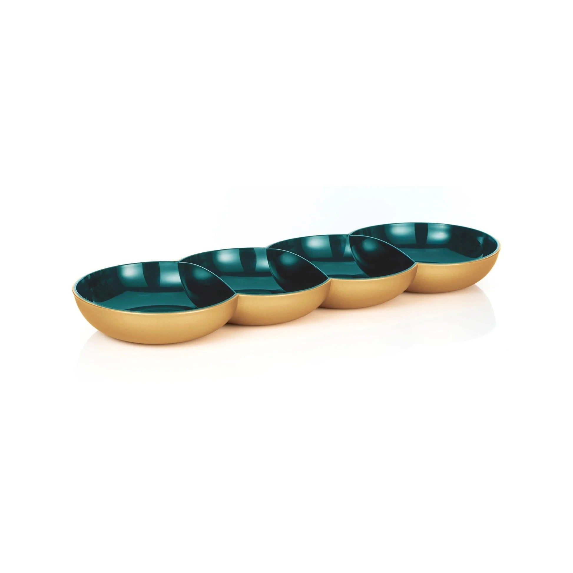 Allegra Perle Petrol/ Gold von der Marke Tupperware /  Servierschale / 4 verbundene Schalen / Ideal für Dips und Knabbersachen / Stilvoll und Praktisch / Hier direkt online kaufen 