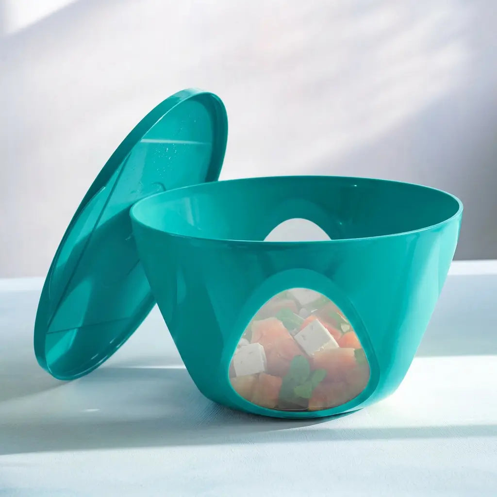 Mediterano 4,3l mit Deckel in Grün von der Marke Tupperware / Moderne Form mit Transparenten Bogenfenstern / zum Transportieren, Anrichten, Vorbereiten und Servieren / Hier direkt online kaufen
