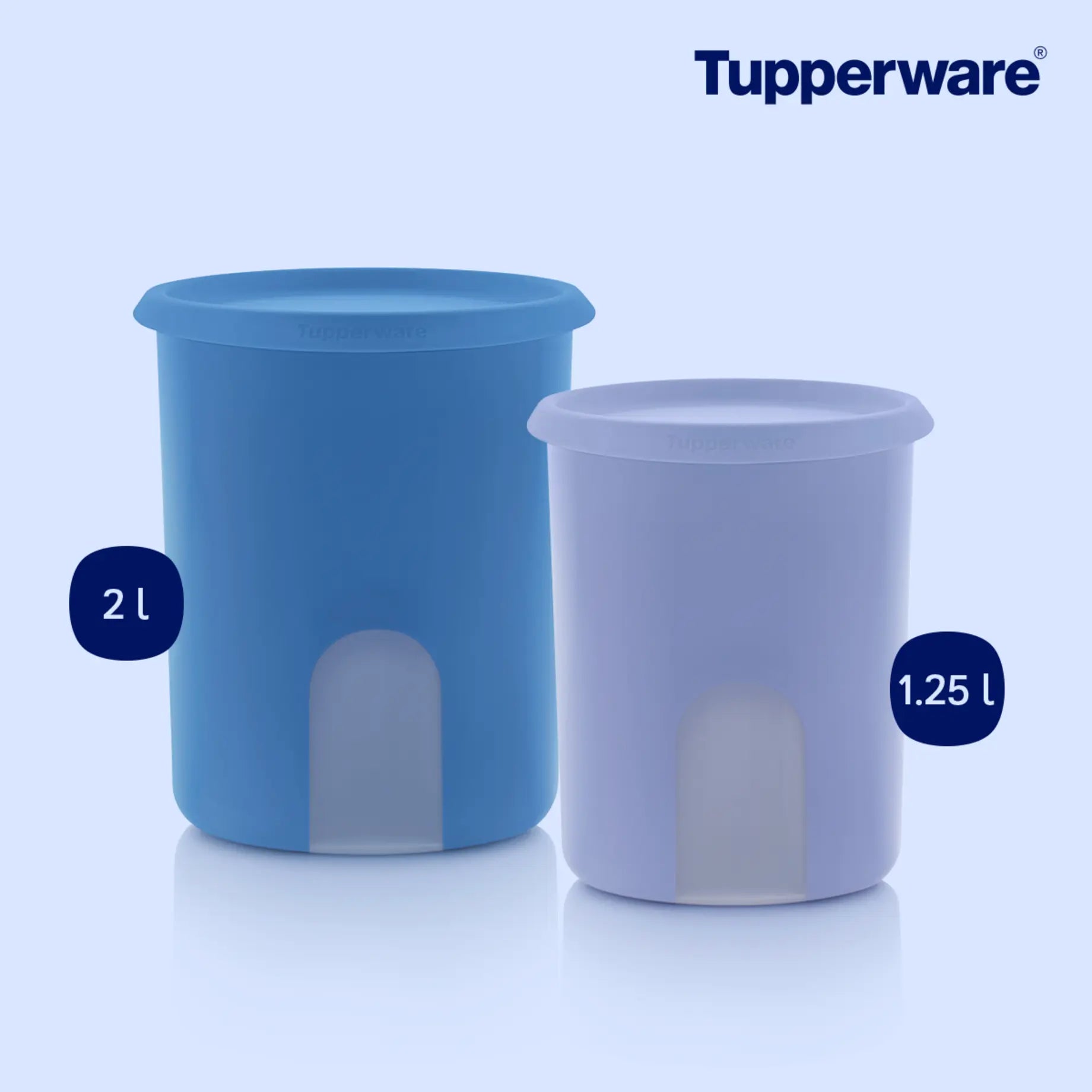 Großer Durchblick 2L One Touch von der Marke Tupperware / in der Farbe Blau / Vorratsbehälter / Modular Stapelbar / Hier direkt online kaufen