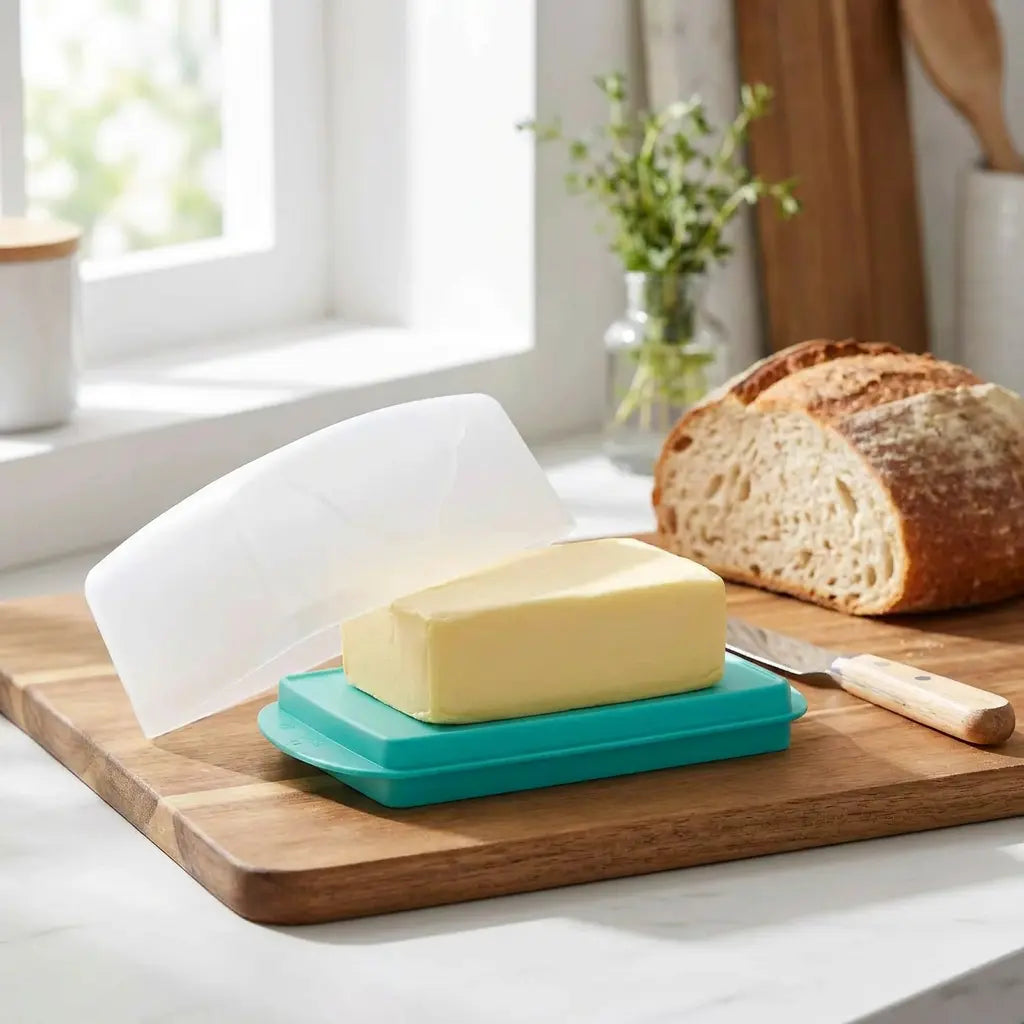 Junge Welle Butterdose von der Marke Tupperware / in der Farbe Grün / ideal zum Frischhalten von Butter oder einem kleinen Stück Käse / Elegant und Praktisch / Hier direkt online kaufen