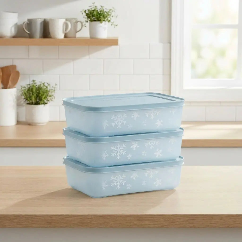 Gefrierbehälter 1 Liter Eiskristall von der Marke Tupperware / in der Farbe Blau / Ideal zum Einfrieren von Lebensmitteln / Stapelbar / Dichtschließender Deckel / Hier direkt online kaufen