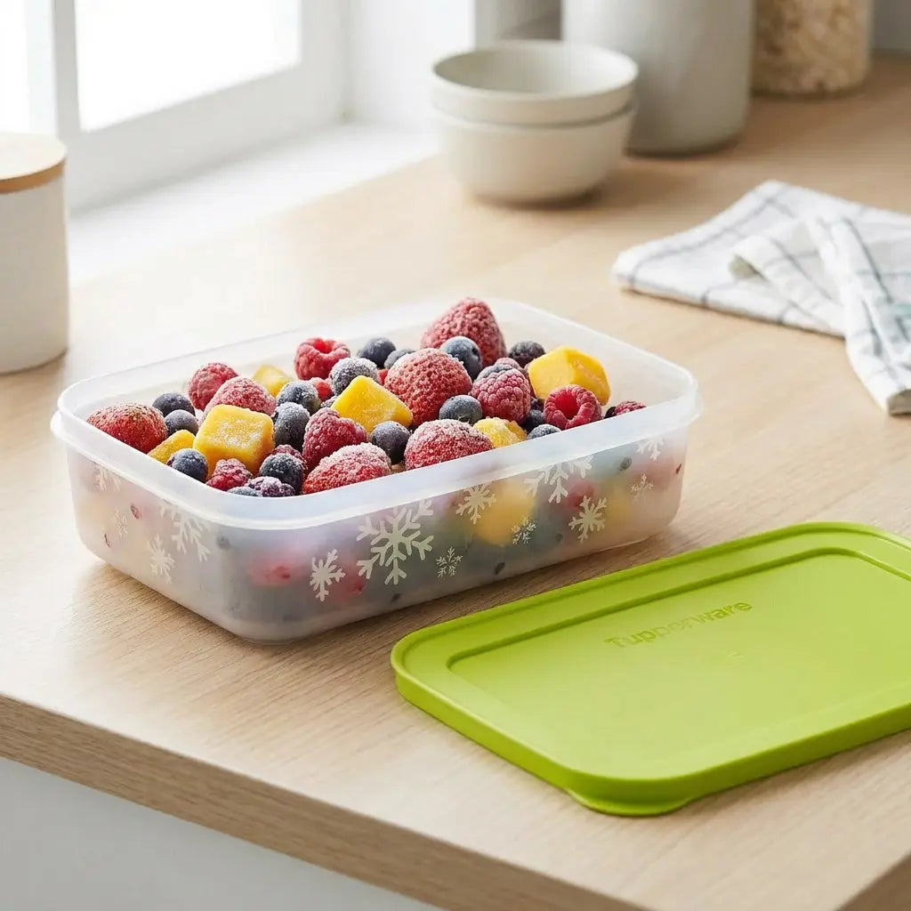 Gefrierbehälter 1 Liter flach Eis-Kristall von der Marke Tupperware / Behälter zum Einfrieren / Farbe grün / Ideal zum Portionieren / Reste sicher Einfrieren / Hier direkt online kaufen 