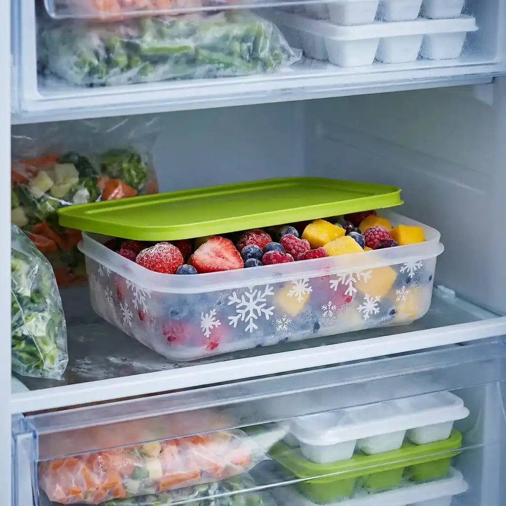 Gefrierbehälter 1 Liter flach Eis-Kristall von der Marke Tupperware / Behälter zum Einfrieren / Farbe grün / Ideal zum Portionieren / Reste sicher Einfrieren / Hier direkt online kaufen 