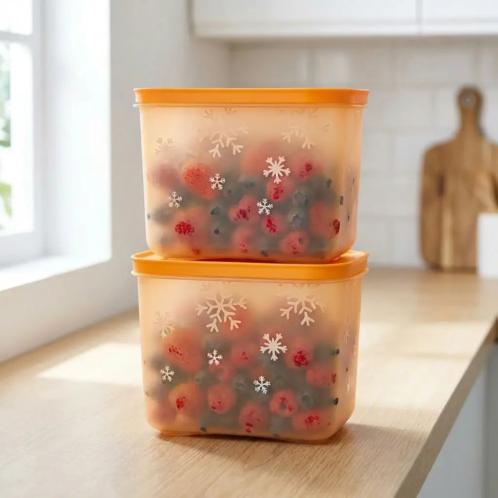 G035 Gefrierbehälter 1,1 Liter orange von der Marke Eiskristall / Modular stapelbar / Luftdicht schließend / Gefrierbehälter / Gefrierdose / Hier direkt online kaufen