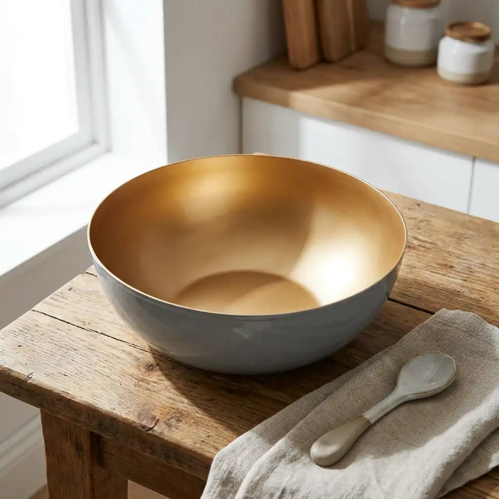 Allegra 5 Liter Schüssel von der Marke Tupperware / in der Farbe Metallic - Gold / Servierschüssel / Buffetschüssel / Ideal zum schön Anrichten / Hier direkt online kaufen