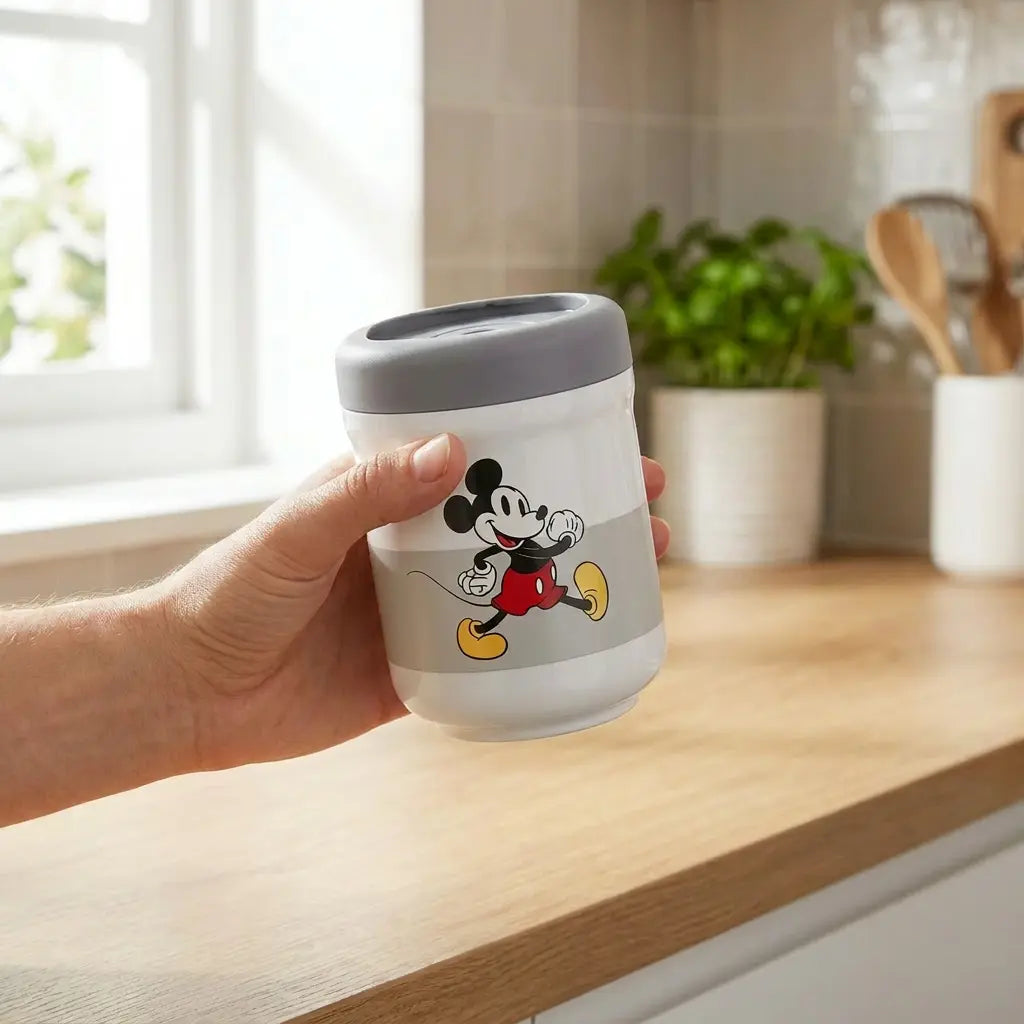 Hot & Go S Disney MICKEY 235 ml Behälter von der Marke Tupperware / im Disney Mickey Mouse Design / Perfekt für unterwegs / hält Speisen bis zu 6 Stunden Warm oder Kalt / Doppelwandiger Edelstahlbehälter / mit Auslaufsicheren Deckel mit Ventil / Isolierbehälter / Leicht zu Reinigen / Hier direkt online kaufen 