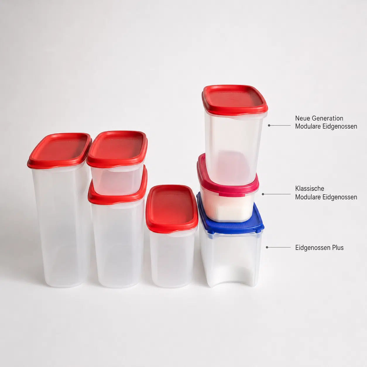 Modulare Eidgenossen II Oval von der Marke Tupperware / in der Farbe Rot / Aufbewahrungsbehälter / Vorratsdose / Modular Stapelbar / Luftdicht schließend / Transparent / Hier direkt online kaufen 