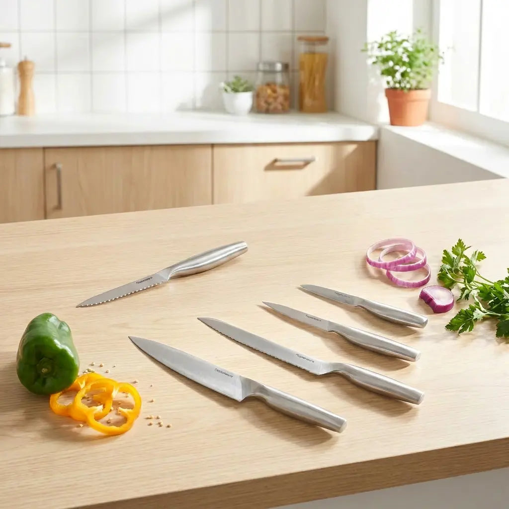 Mastro Brotmesser von der Marke Tupperware / Edelstahlmesser mit Wellenschliff / ergonomischer Messergriff / inkl. Schutzhülle / Ideal für Brot, Gemüse und Obst wie z.B Grapefruits / Hier direkt online kaufen 