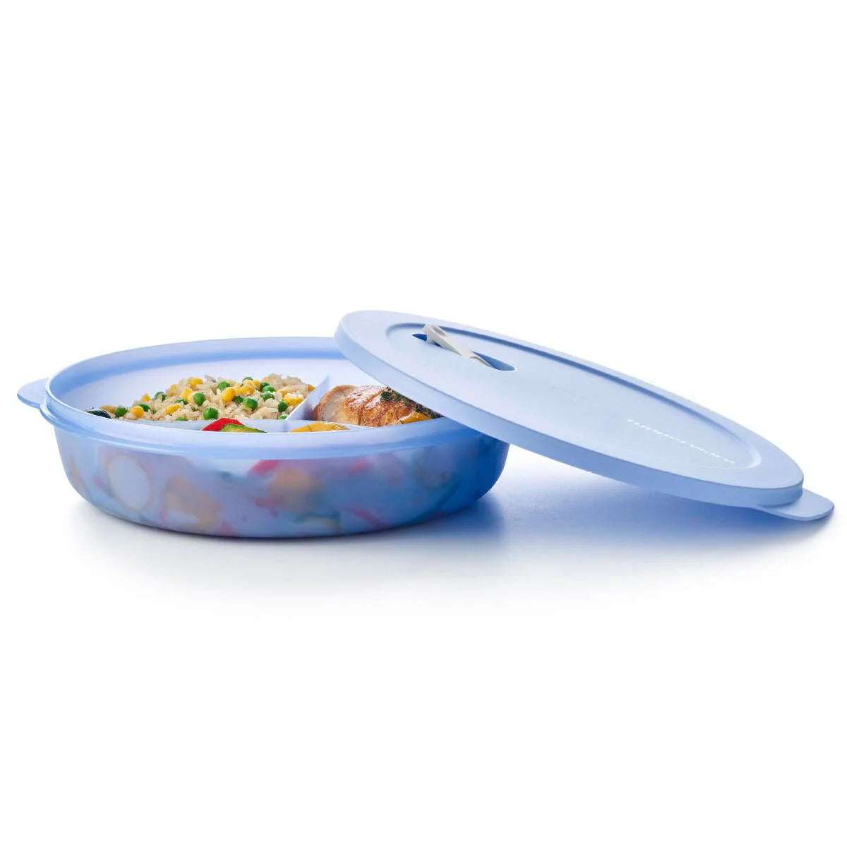 MicroTup Menüteller in Blau von der Marke Tupperware / zum vorkochen, mitnehmen und aufwärmen / Deckel mit Ventil / fest Schließender Deckel / Hier direkt online Kaufen 