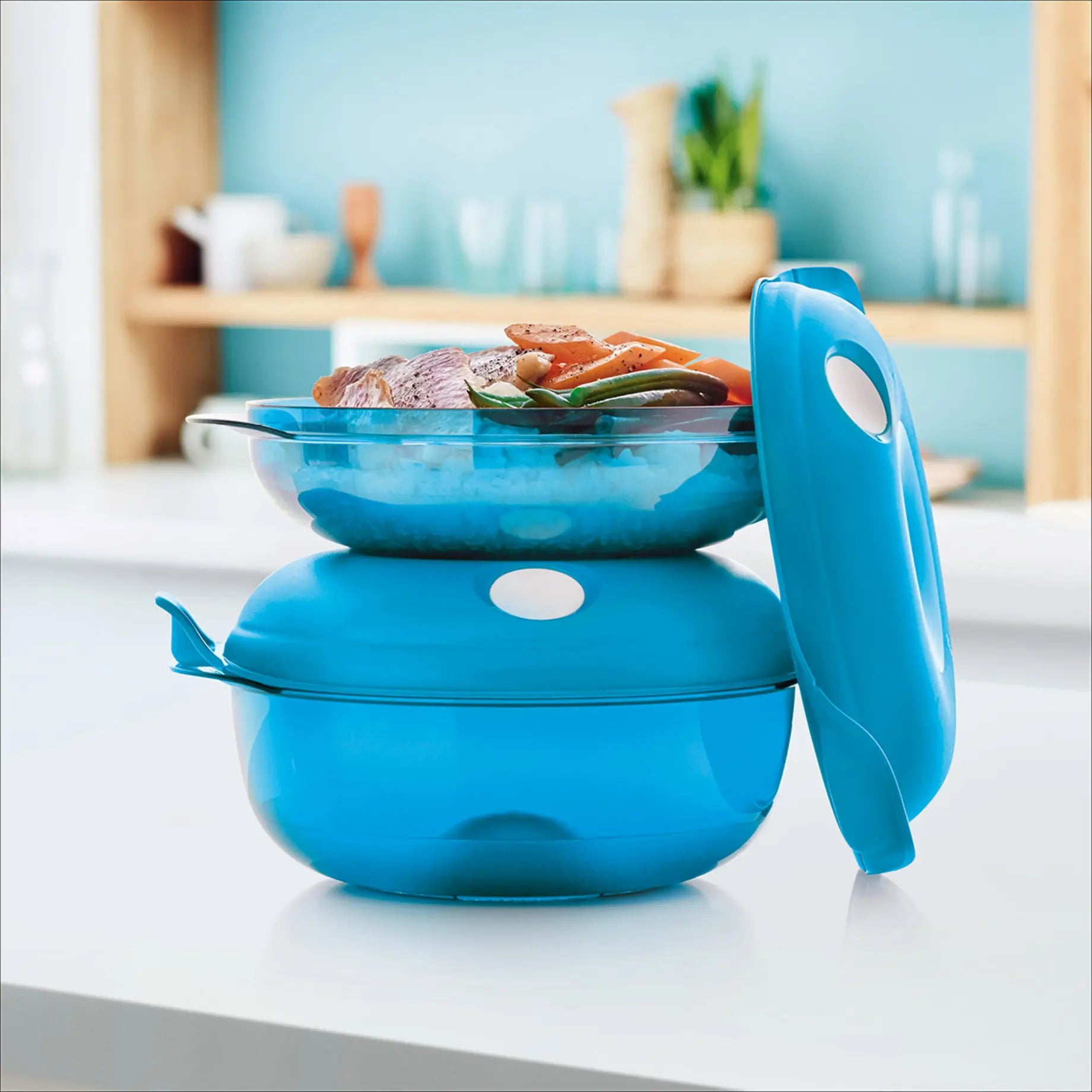 Tupperware Mikro-Fix 1,5 l Mikrowellengeschirr aus Kunststoff zum Erwärmen von Speisen / von der Marke Tupperware / Mikrowellenbehälter / Ideal zum erwärmen und vorkochen / in der Farbe Blau / Hier direkt online kaufen 