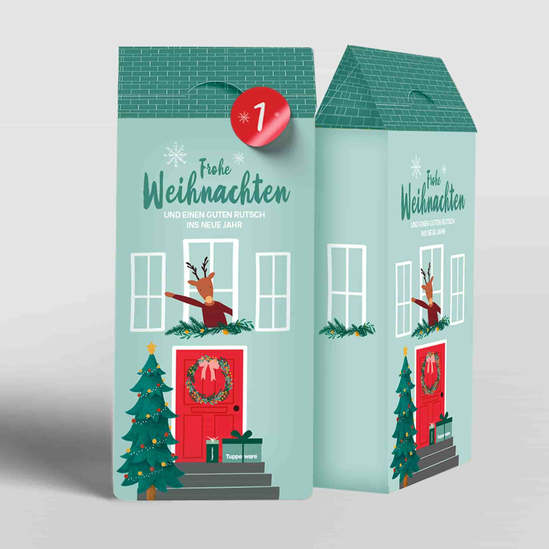 Papier Adventskalender Häuschen von der Marke Tupperware / 24 Papier Häuschen 