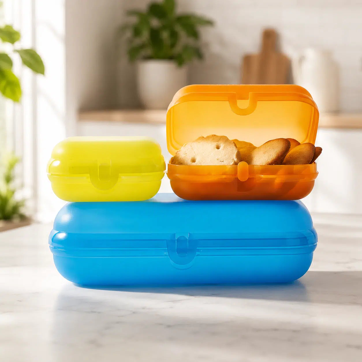 Oyster Mini Twin von der Marke Tupperware / in der Farbe Zitronengelb / Brotdose / Aufbewahrungsdose / Lebensmittelbehälter / Lunchbox / Ideal für Unterwegs / Hier direkt online kaufen 