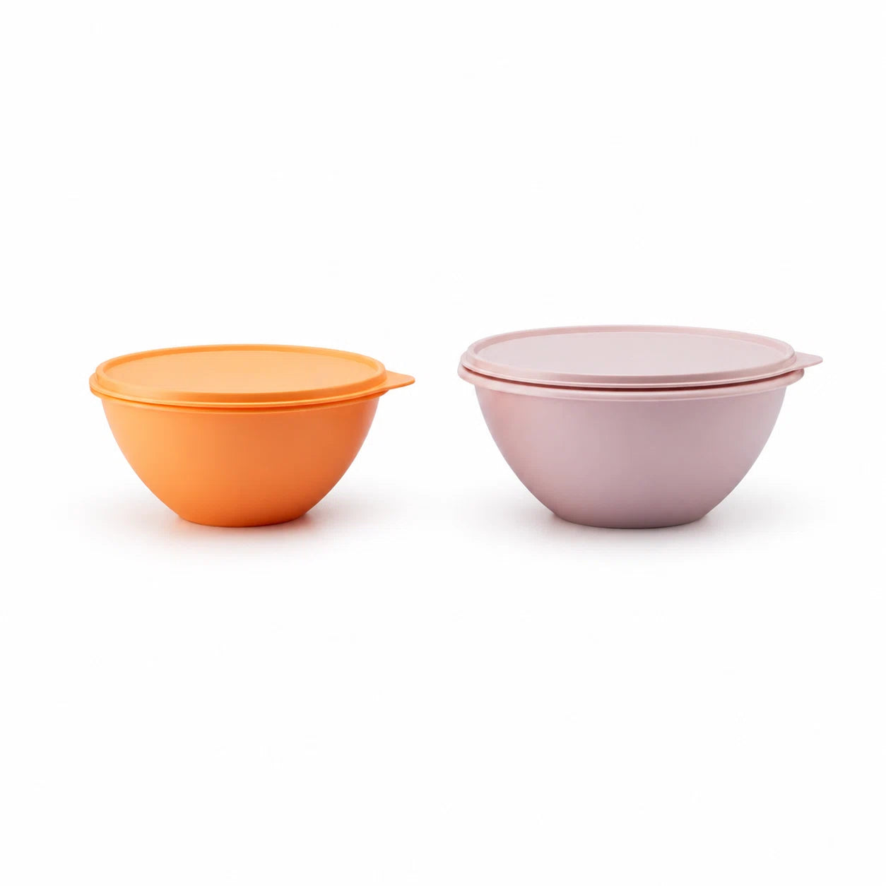 Kleiner Wunderschüssel-Satz 1 Liter und 1,7 Liter von der Marke Tupperware / Rührschüssel / Transportschüssel / Stapelbar / Luftdichter Deckel / in der Farbe Orange und Flieder / Hier direkt online kaufen 