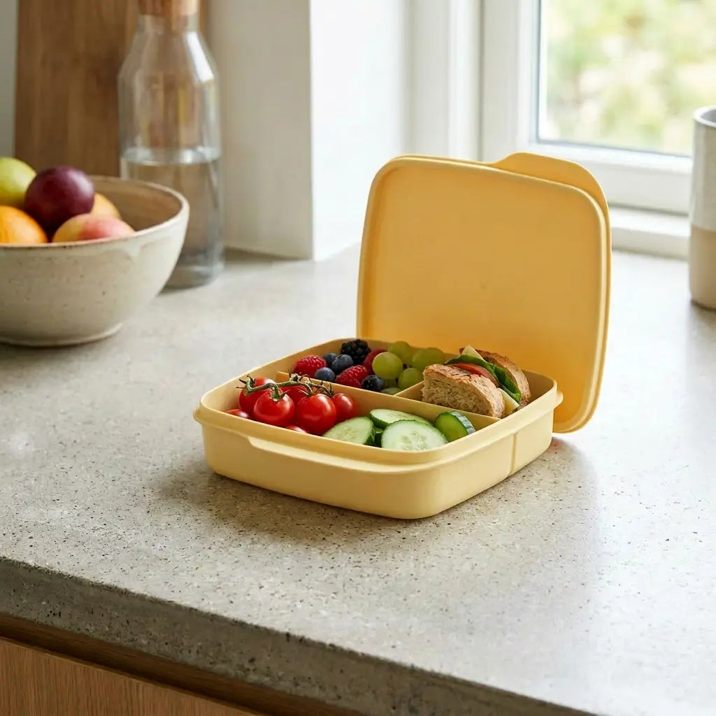 Clevere Pause 550ml mit 3 Fächern von Tupperware / in der Farbe Kamille / Lunchbox / Brotdose / dicht verschließbar / Hier direkt online kaufen