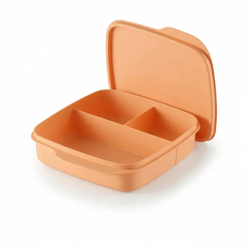 Tupperware Clevere Pause | 550 ml und 3-Fächern | Pfirsich 11186050 Iconic Bestseller / Clevere Pause 550ml mit 3 Fächern von Tupperware / in der Farbe Kamille / Lunchbox / Brotdose / dicht verschließbar / Hier direkt online kaufen