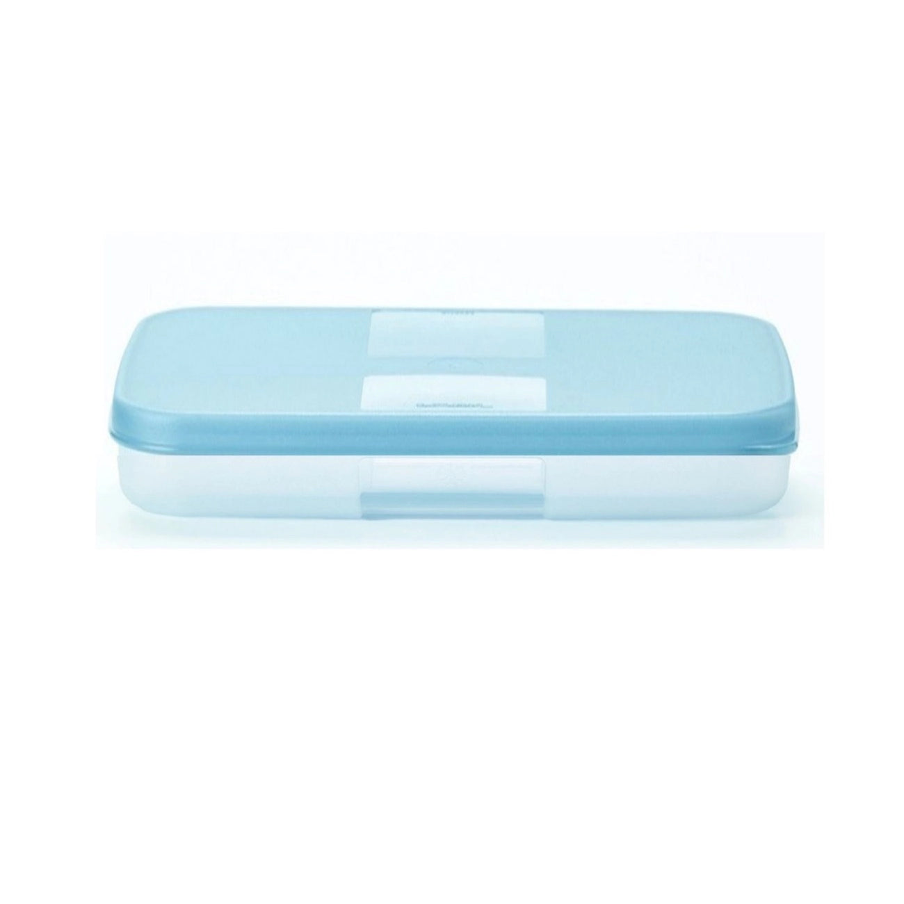 Tupperware Kühlschrank-System Behälter 1,3 l, transparent mit hellblauem Deckel – flach, luftdicht, stapelbar