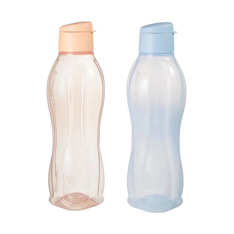 EcoEasy Trinkflaschen 1 Liter 2er-Set Blau & Pfirsich von der Marke Tupperware / Wasserflaschen / Sportflasche / Ideal für Unterwegs / Auslaufsicher / Hier direkt online kaufen 