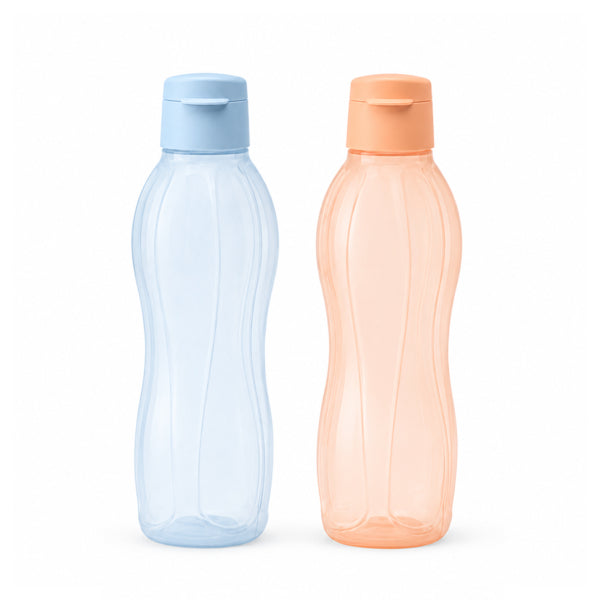 Trinkflaschen 1 Liter | EcoEasy | 2 Stück | Blau · Pfirsich