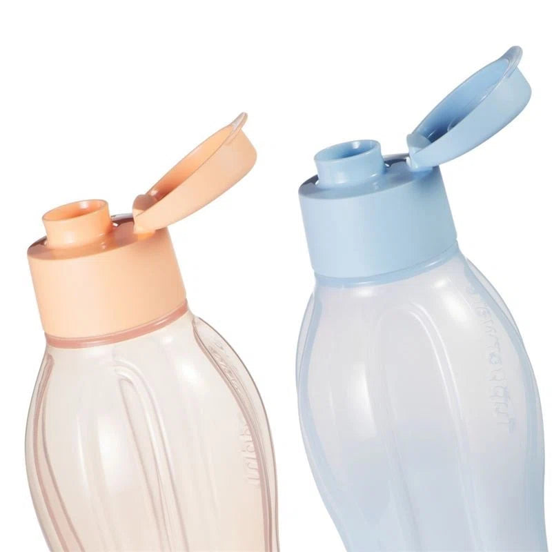 EcoEasy Trinkflaschen 1 Liter 2er-Set Blau & Pfirsich von der Marke Tupperware / Wasserflaschen / Sportflasche / Ideal für Unterwegs / Auslaufsicher / Hier direkt online kaufen 