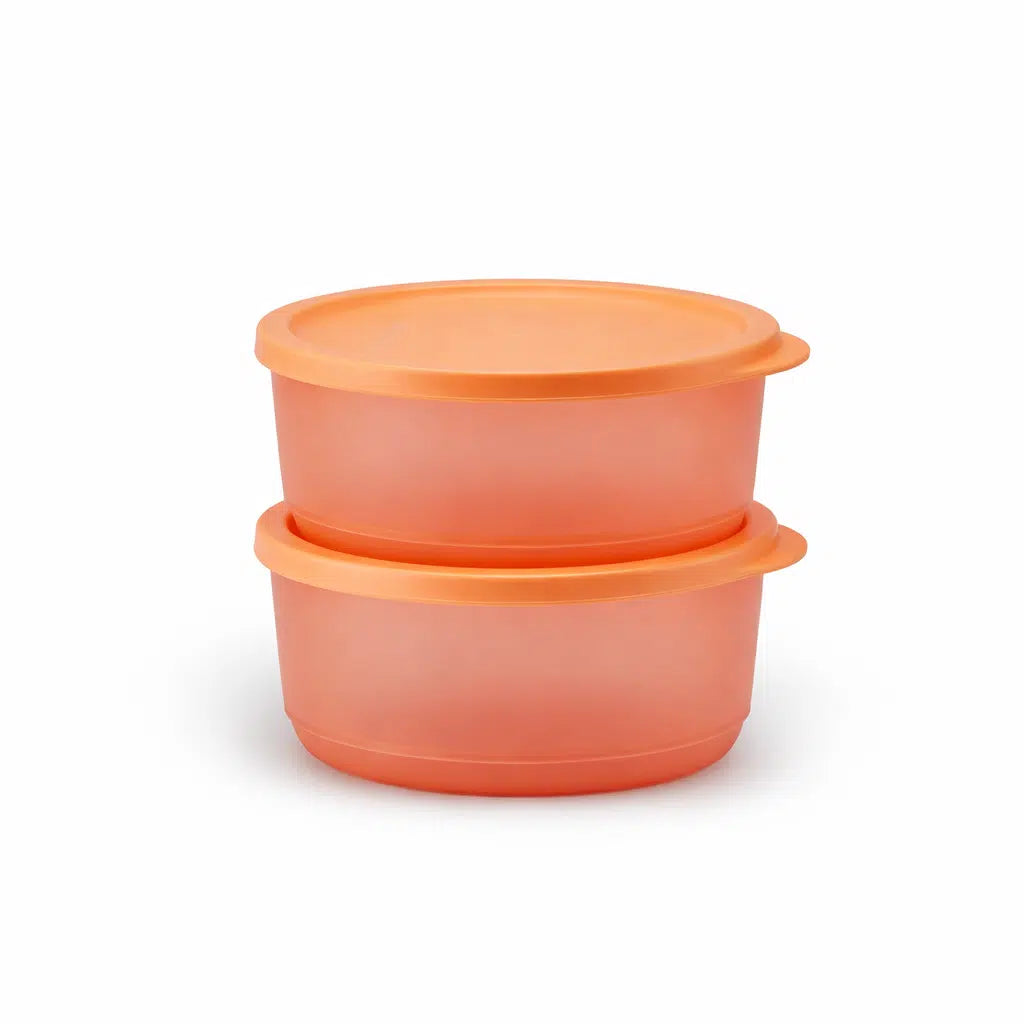 Cubix 530ml rund Medium 2er Set in der Farbe Pfirsich von der Marke Tupperware / Stapelbar / Lebensmittelbehälter / Transportbehälter / Hier direkt online kaufen 