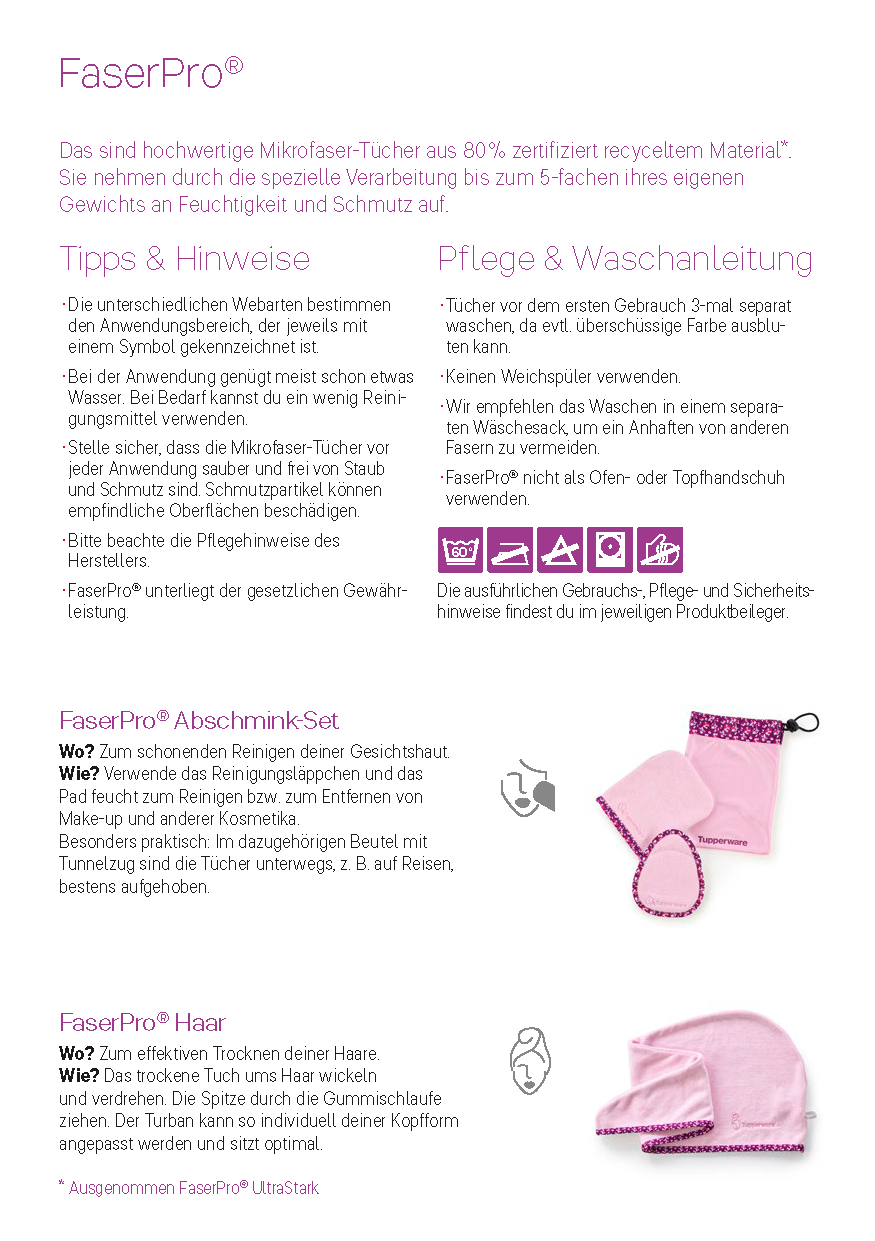 FaserPro Durchblick (2) Brillenputztücher von der Marke Tupperware / Ideal zum Reinigen von Empfindlichen Gegenständen / Staubfrei / 2 Tücher / in den Farben Gelb & Rosa / Hier direkt online kaufen 