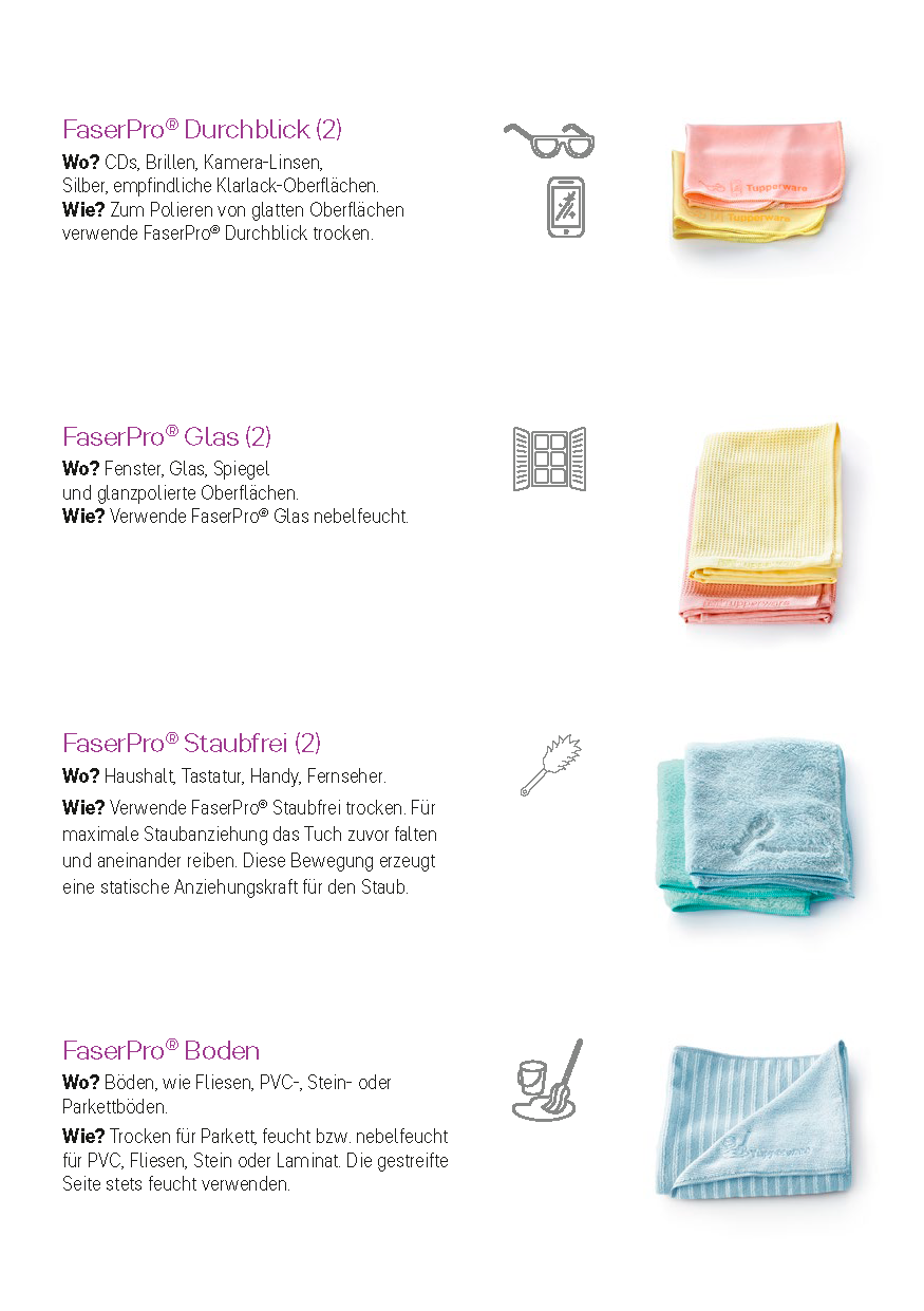 FaserPro Durchblick (2) Brillenputztücher von der Marke Tupperware / Ideal zum Reinigen von Empfindlichen Gegenständen / Staubfrei / 2 Tücher / in den Farben Gelb & Rosa / Hier direkt online kaufen 