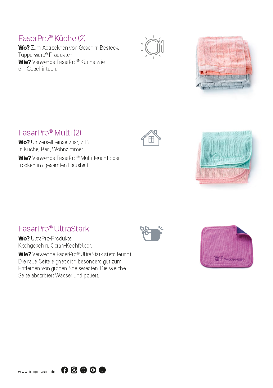 FaserPro Durchblick (2) Brillenputztücher von der Marke Tupperware / Ideal zum Reinigen von Empfindlichen Gegenständen / Staubfrei / 2 Tücher / in den Farben Gelb & Rosa / Hier direkt online kaufen 