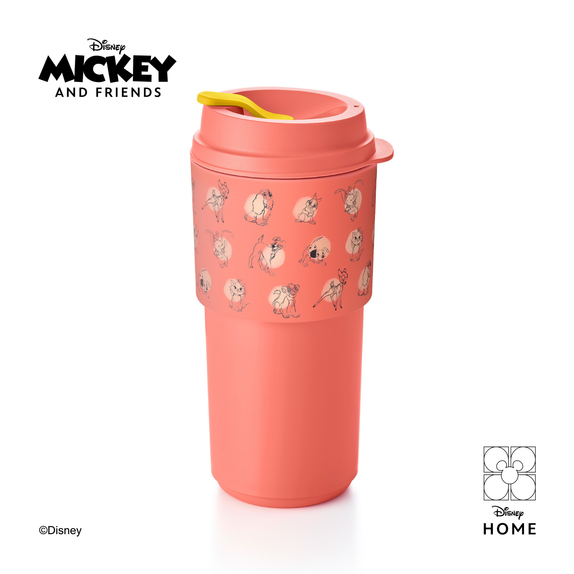 Eco+ Kaffeebecher 490ml von der Marke Tupperware / mit Disney Design / Nachhaltiger Kaffeebecher / Perfekt für Unterwegs / in Trendiger Farbkombination /  Umweltfreundlich / mit Stylischer Banderole die die Finger vor der Hitze schützt / Hier direkt online kaufen 