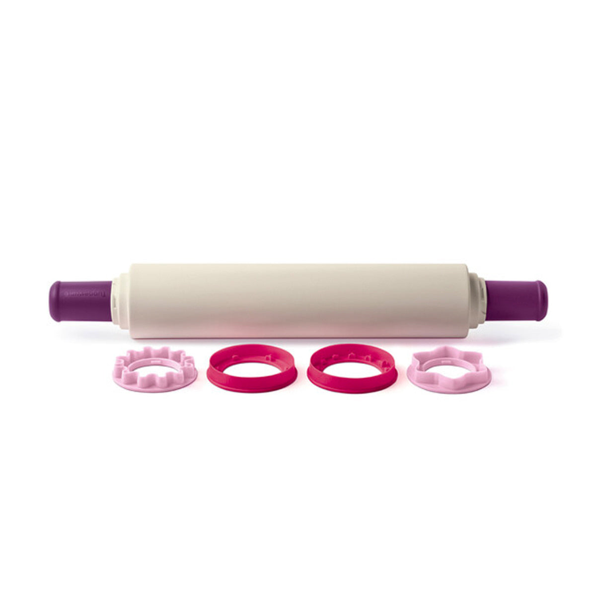 Profi Teigrolle inkl. Abstandshalter von der Marke Tupperware / in der Farbe Lila / Teigrolle mit Ausstecher / Modulare Teigrolle / Hier direkt online kaufen