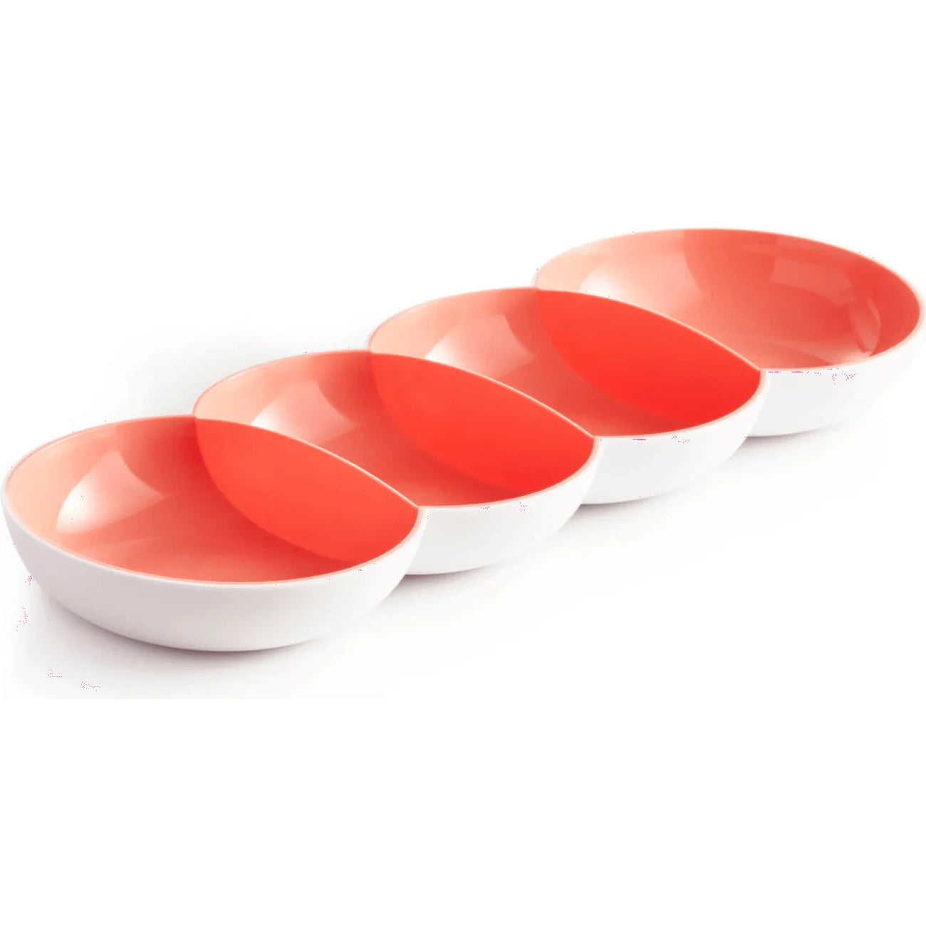 Tupperware Allegra Servier-Perle Lachs – vierteilige Servierschale mit Perlmutt-Innenseite, Packshot auf Weiß