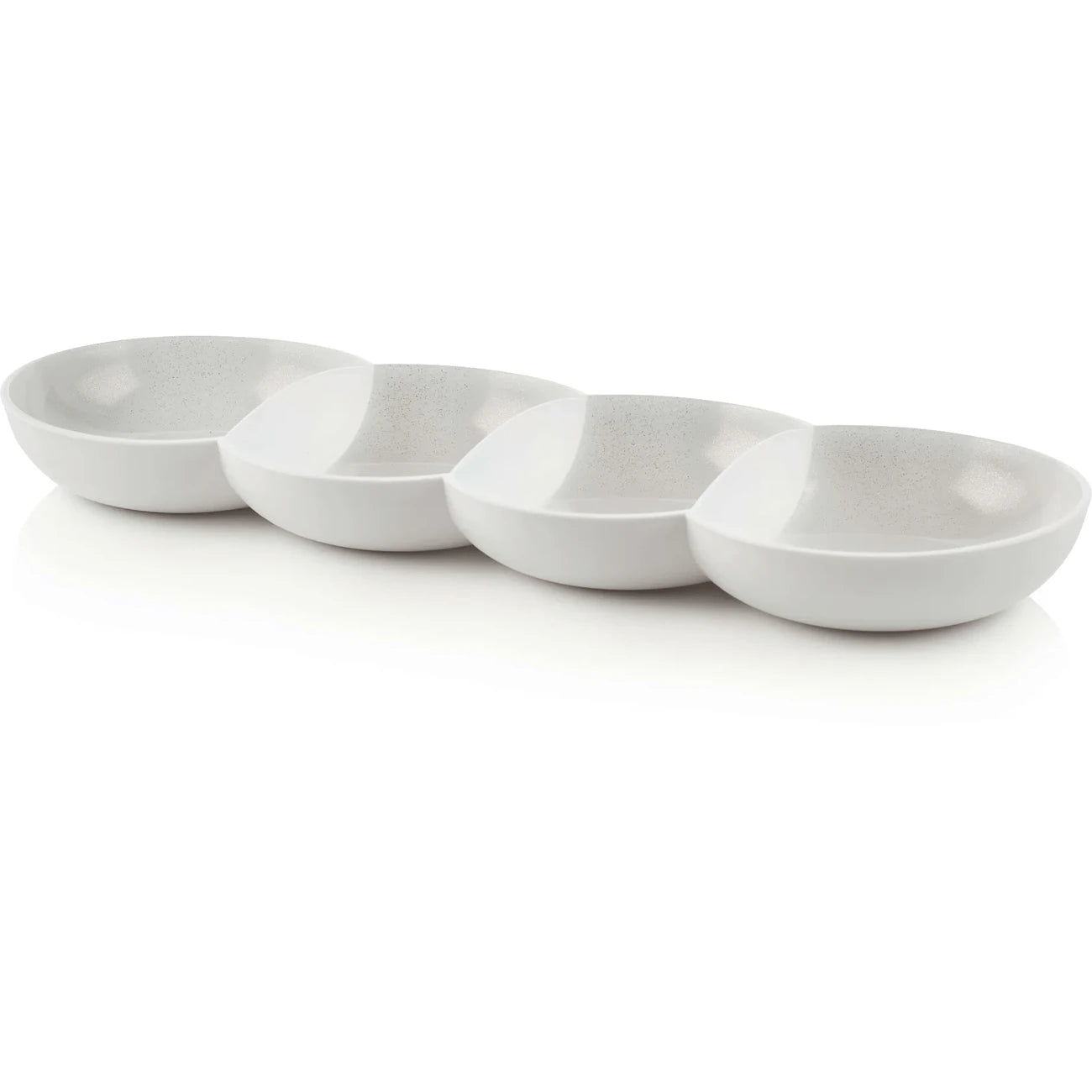 Tupperware Allegra Servier-Perle Weiß – vierteilige Servierschale für Snacks und Dips, Packshot auf weißem Hintergrund
