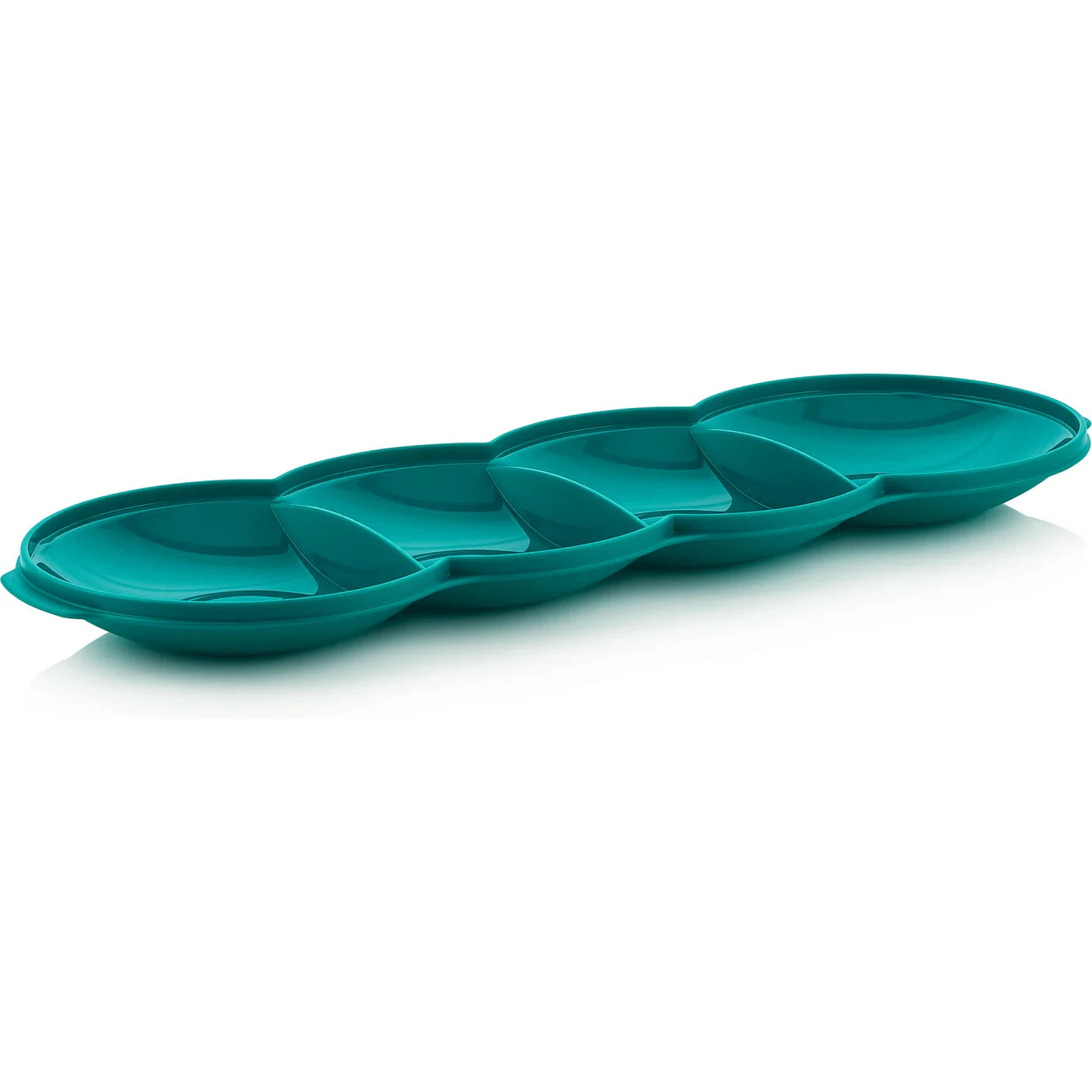 Tupperware Allegra Servier-Top Petrol – Deckel für die Allegra Servier-Perle, Innenseite mit vier Mulden, Packshot auf Weiß