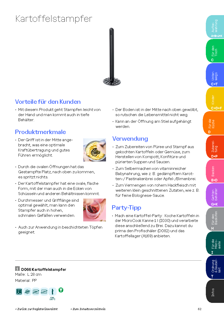 Pürier Meister von der Marke Tupperware / Kartoffelstampfer in der Farbe Schwarz / einfaches und schnelles Stampfen / der Stampfer kommt auch gut in die ecken von Schüsseln und Töpfen / Produktbeschreibung / Hier direkt online kaufen
