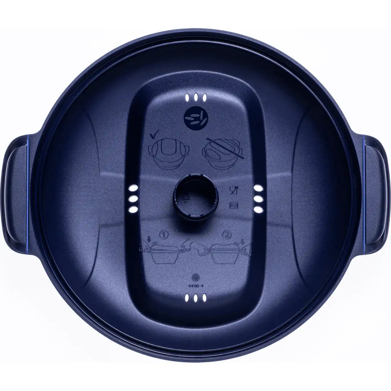 Tupperware Reis-Deckel für Micro-CombiGourmet 3 l ø 24 cm von unten mit Dampföffnungen und Anwendungssymbolen, Mitternachtsblau