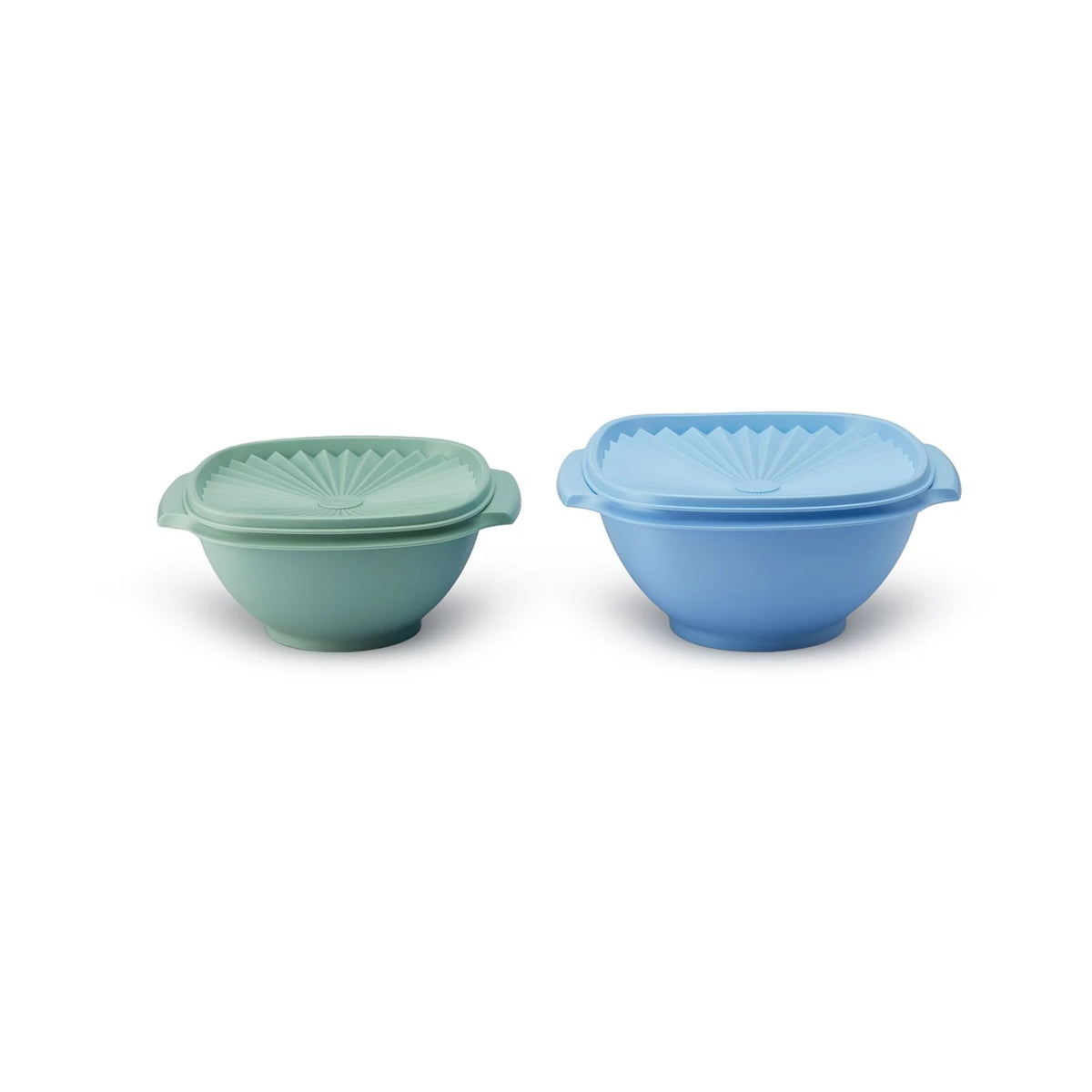Tupperware Servierschüsseln Sonne 1,3 l & 1,9 l in Grün und Hellblau mit Sonnendeckel