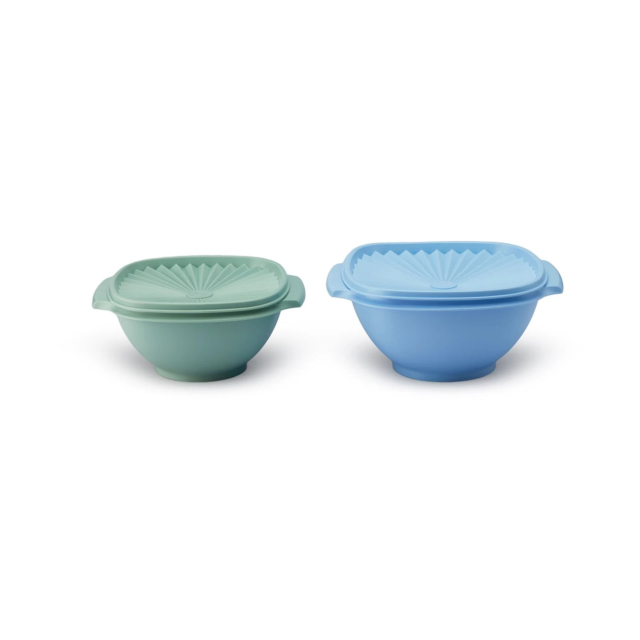 Tupperware Servierschüsseln Sonne 1,3 l & 1,9 l in Grün und Hellblau mit Sonnendeckel