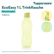 EcoEasy 1l Flasche von der Marke Tupperware / in der Farbe Wassertropfen Grün Sonderedition / Perfekt für Büro, Sport und Reisen / einfaches befüllen durch große Öffnung / Hier direkt online kaufen 