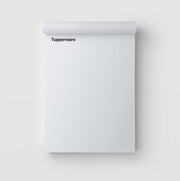 Schreibblock DIN A4 von der Marke Tupperware / mit Tupperware Aufdruck / am Kopf geleimt / weißes Offset Papier /  Hier direkt online kaufen 