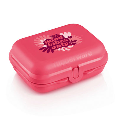 Kleiner Twin Oyster only good vibes von der Marke Tupperware / in der Farbe Pink / Kleine Brotdose / Ideal für Unterwegs / Lunchbehälter / hier direkt online kaufen