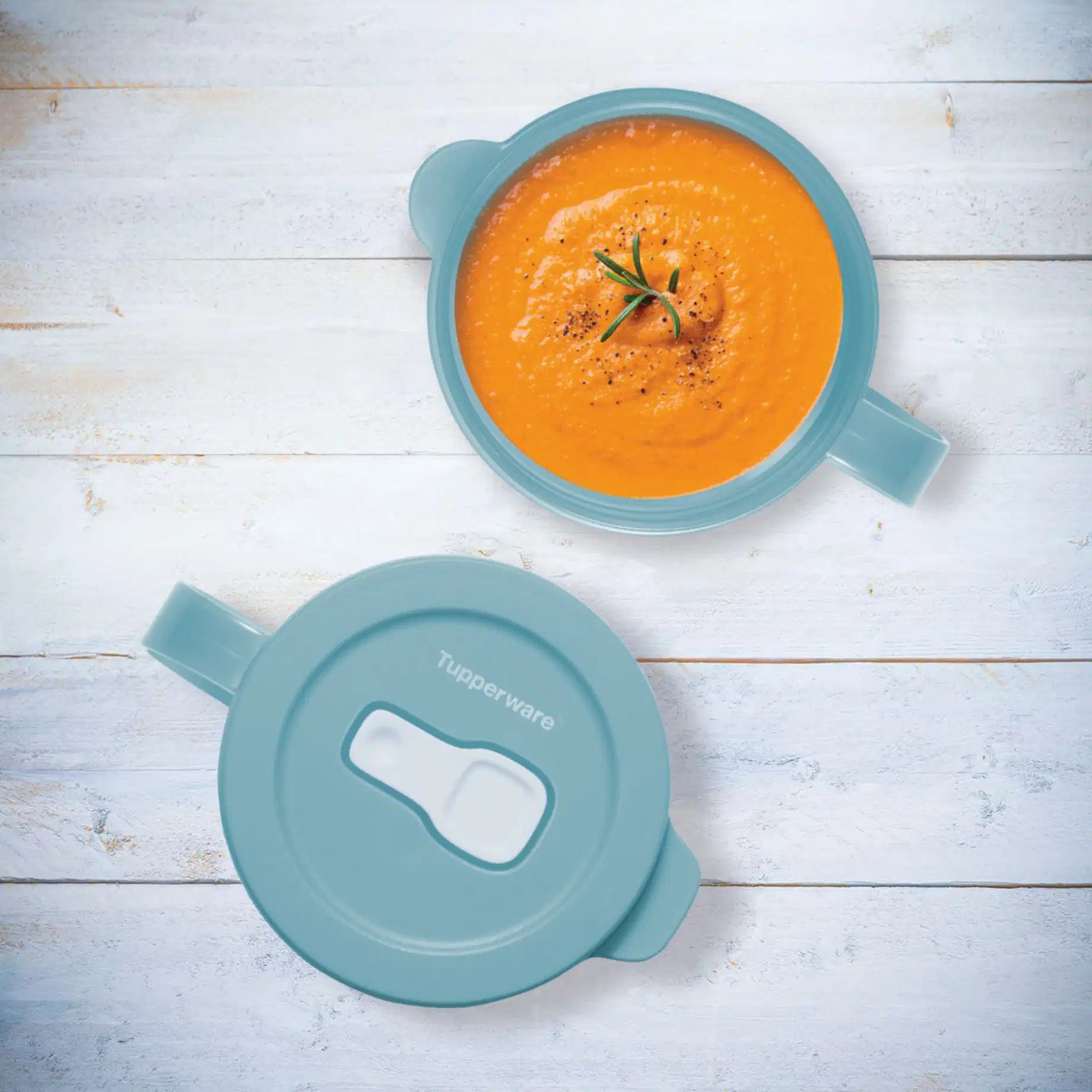 MicroTup Suppentasse 520ml in Blau von der Marke Tupperware / Perfekt zum Aufbewahren und Erwärmen / Ideal für die Mittagspause / Mahlzeiten werden Gleichmäßig Warm / Hier direkt online kaufen